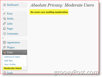 Utilisateurs modérés de confidentialité absolue - Plugin de blog WordPress privé