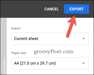 Bouton Exporter Google Sheets au format PDF
