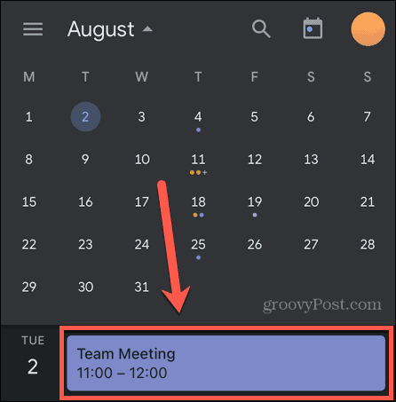 google calendrier événement mobile