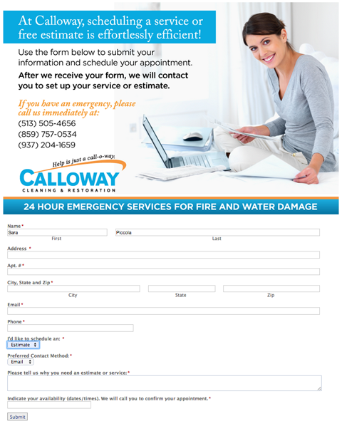 formulaire de nettoyage Calloway
