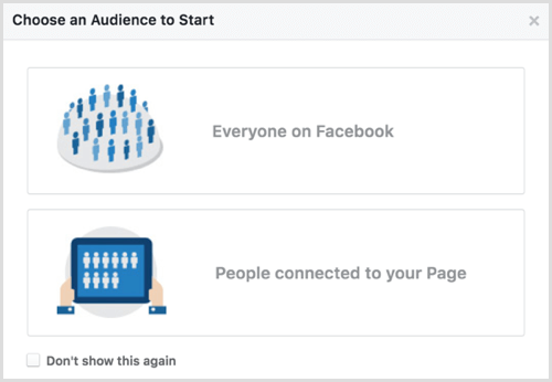 Facebook Audience Insights choisit l'audience pour commencer