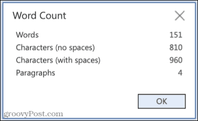 Nombre de mots dans Microsoft Word pour le Web