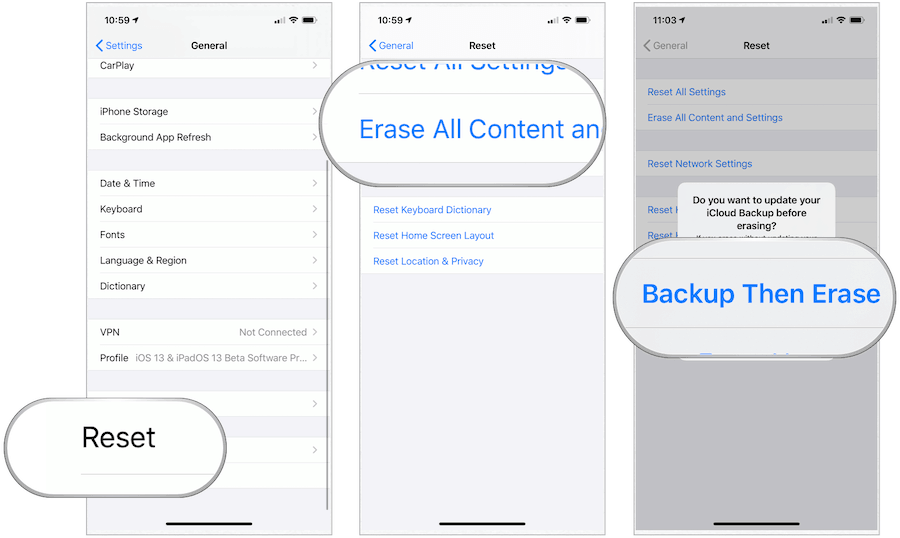 Sauvegarde iOS puis effacement