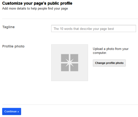 Pages Google+ - Slogan et photo de profil