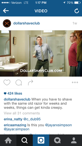 dollar shave club instagram vidéo