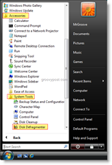 Lancer le défragmenteur de disque à partir du menu Démarrer de Windows Vista