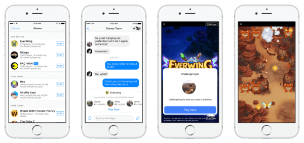 Facebook a lancé Instant Games, une nouvelle expérience de jeu multiplateforme HTML5, sur Messenger et Facebook News Feed pour mobile et Web.