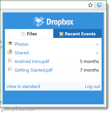 navigateur de fichiers d'extension dropbox