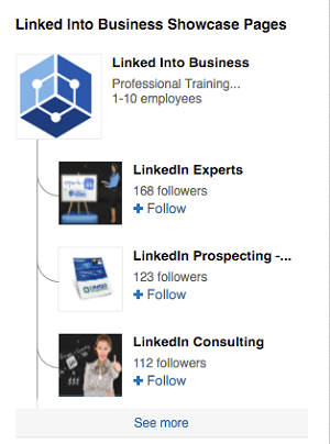 LinkedIn pages vitrine pour les liens vers les entreprises