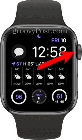 Appuyez sur la couronne numérique sur Apple Watch