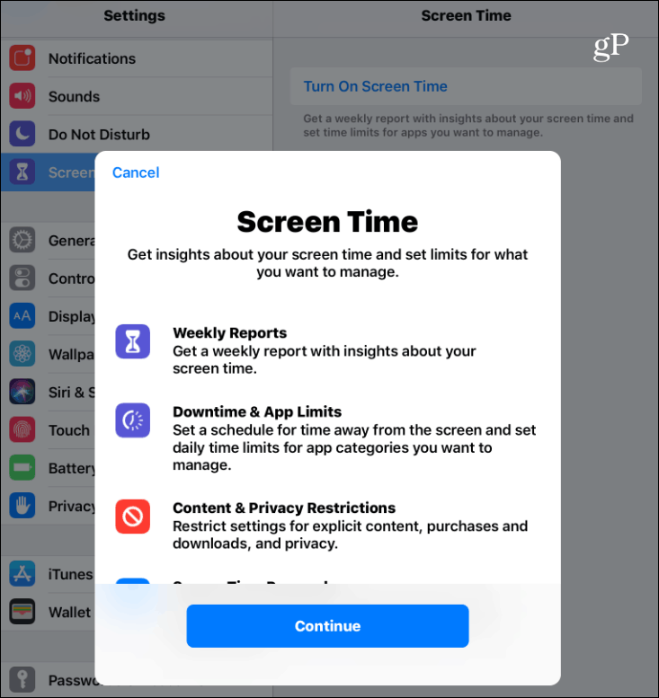Activer le temps d'écran iOS 12