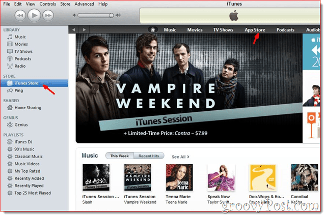 iTunes - Cliquez sur iTunes Store pour créer un compte