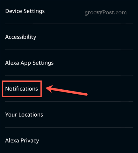 notifications de l'application Alexa