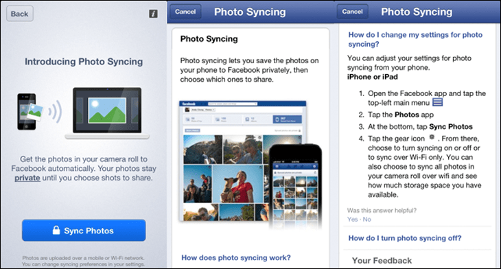 Utilisation de l'application Facebook Moments pour gérer les photos synchronisées