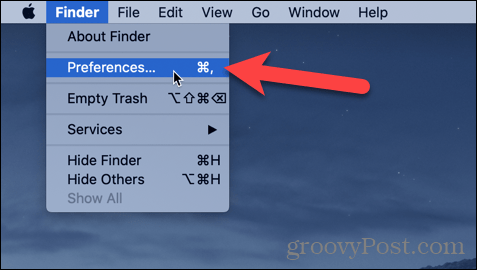 Ouvrez les préférences du Finder sur votre Mac