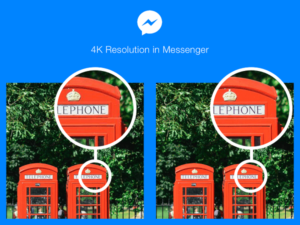 Les utilisateurs de Facebook Messenger dans certains pays peuvent désormais envoyer et recevoir des photos en résolution 4K.