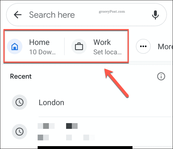 Icônes des adresses Google Maps Home et Work