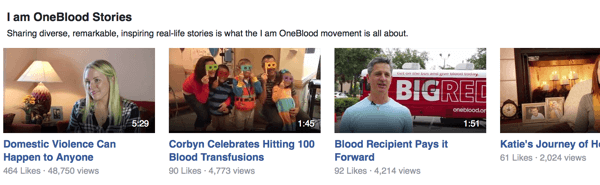 vidéos facebook oneblood