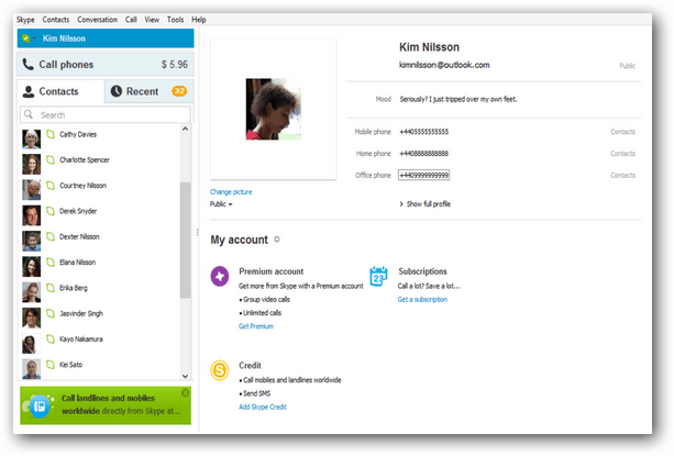 La mise à jour Skype 6.1 pour Windows comprend l'intégration d'Outlook