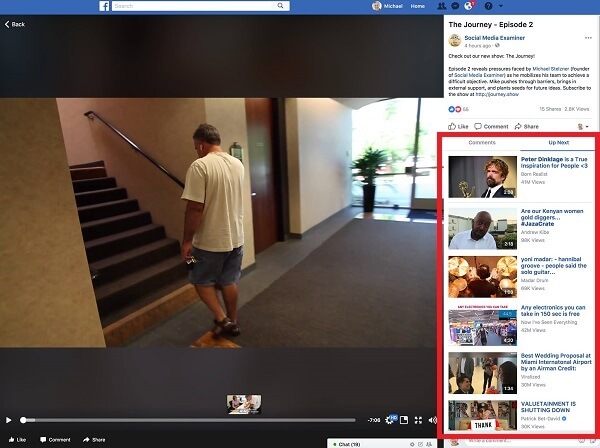 Facebook semble avoir donné aux vidéos sur le bureau une sensation plus semblable à une montre avec des onglets séparés pour 