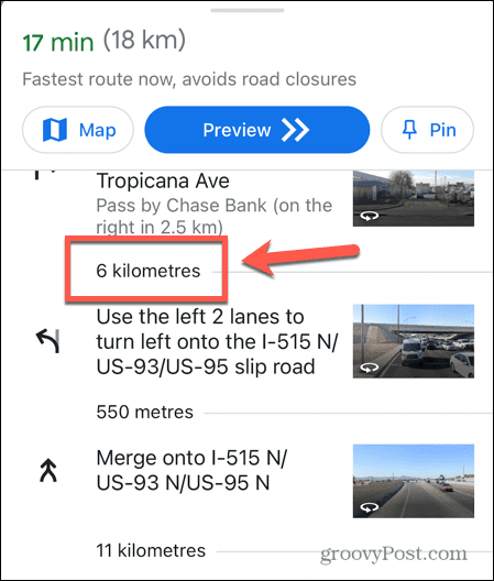 google maps distances en km