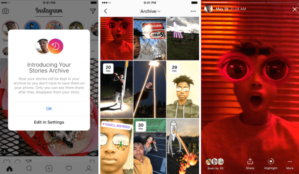 La nouvelle archive d'histoires d'Instagram enregistre automatiquement les histoires expirées dans une partie privée d'un profil.