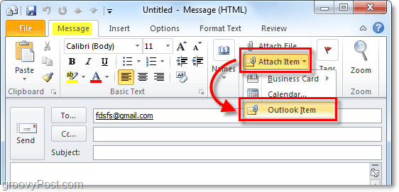 joindre un élément Outlook à l'e-mail