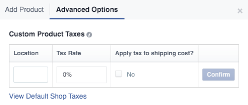 boutique facebook taxes sur les produits personnalisés