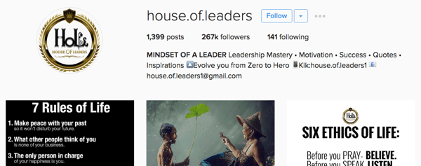 bio instagram de la maison des dirigeants