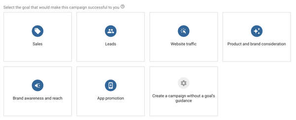 Comment configurer une campagne publicitaire YouTube, étape 4, choisir un objectif publicitaire YouTube, options d'objectif de campagne