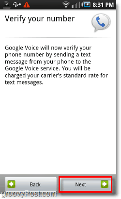 Numéro de vérification de Google Voice sur Android Mobile Config