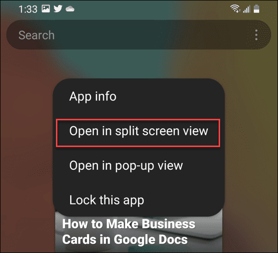 comment diviser l'écran sur android