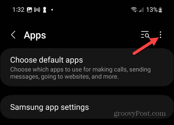 bouton de menu des applications Android
