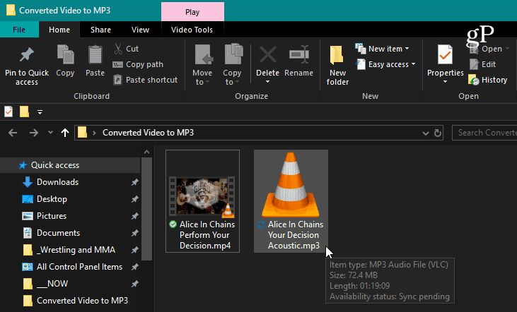 Fichier VLC converti terminé