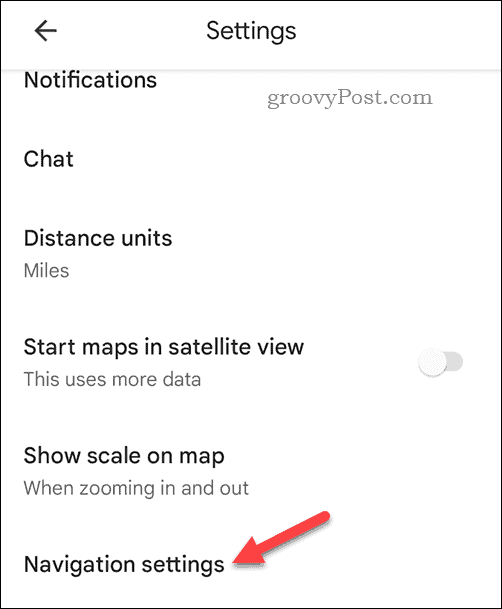 Ouvrez les paramètres de navigation mobile de Google Maps