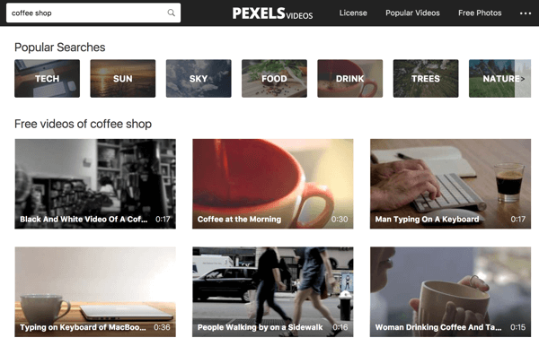 Pexels Videos facilite la recherche par mot-clé pour les séquences vidéo.