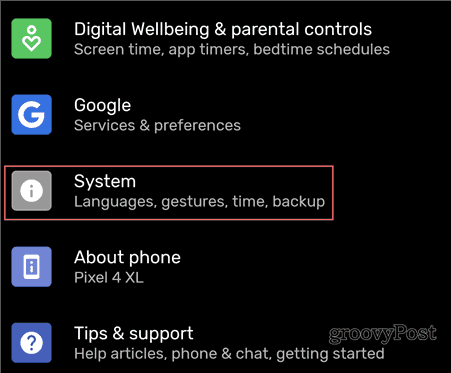 Paramètres de sauvegarde Android
