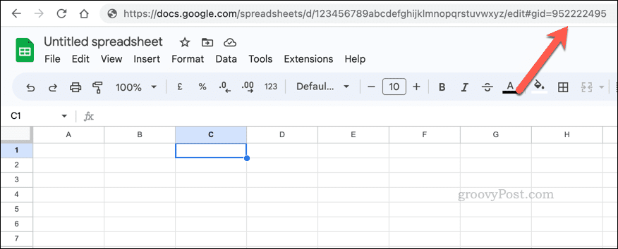 Exemple de valeur de feuille GID dans Google Sheets