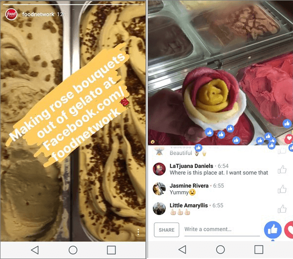 réseau alimentaire histoires instagram