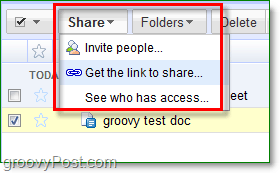 Le menu de partage et d'invitation de Google Documents vous permet plusieurs options de partage