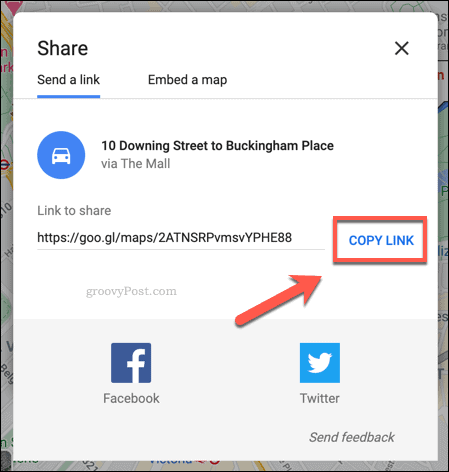 Copier un lien de partage Google Maps