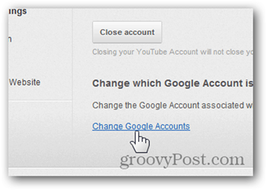 Associer un compte YouTube à un nouveau compte Google - Cliquez sur Modifier les comptes Google