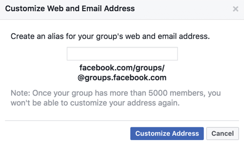 Obtenez une URL et une adresse e-mail personnalisées pour votre groupe Facebook.