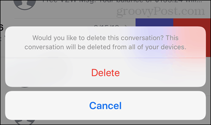 Supprimer la confirmation de conversation dans iOS