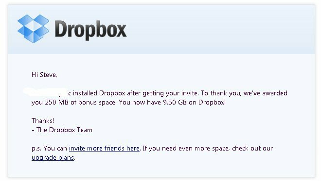 Mise à jour: Comment obtenir "10 concerts" de stockage Dropbox gratuitement