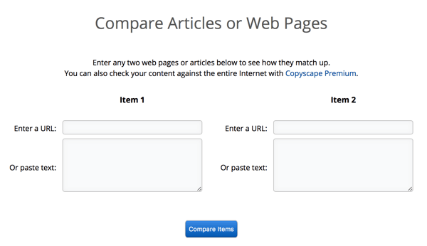 Copyscape peut comparer des articles ou des pages côte à côte, ce qui facilite la confirmation du plagiat.