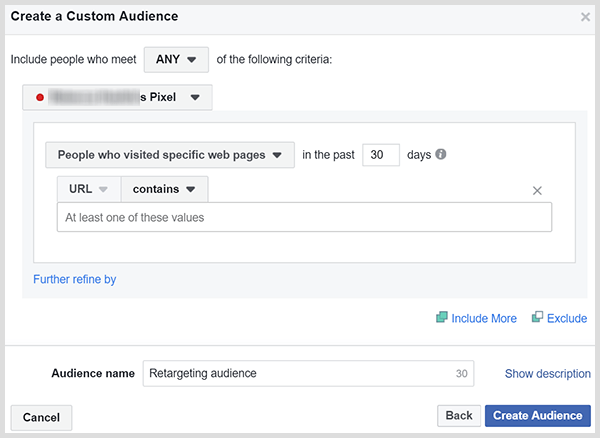 Les audiences personnalisées de Facebook peuvent recibler les personnes qui ont visité votre page de vente ou de produit.