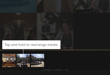 Créez une histoire Splice Instagram étape 3 montrant l'option de réorganisation des médias.