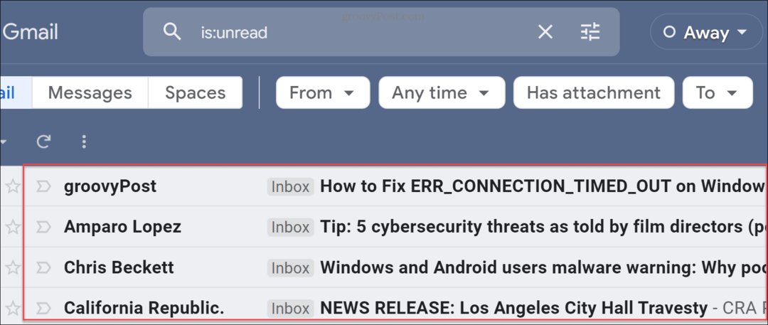 Rechercher des e-mails non lus dans Gmail