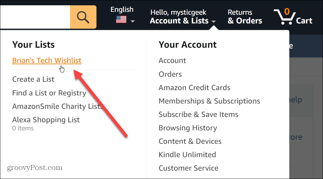 Partager une liste de souhaits Amazon